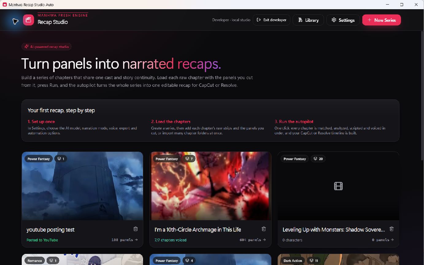 The desktop series dashboard